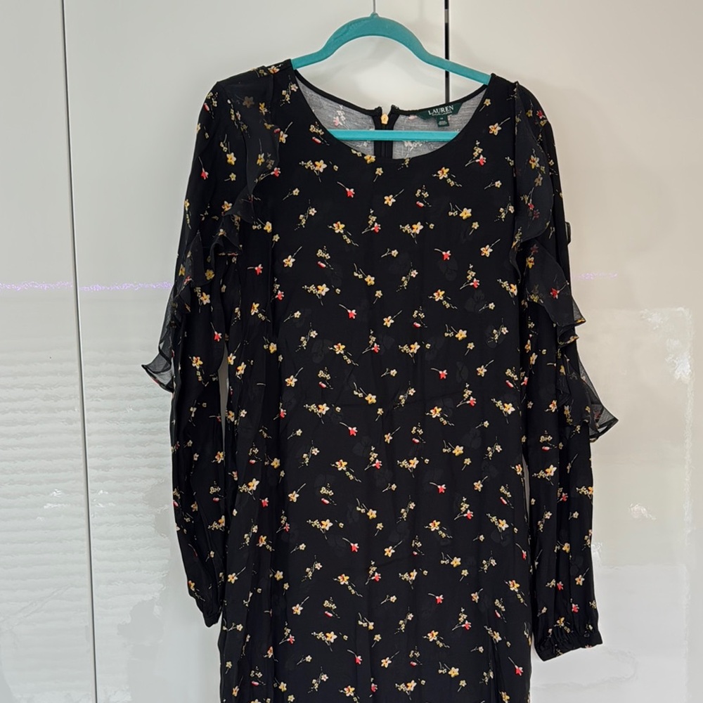 Black Floral Long Sleeve Dress